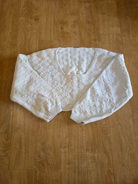 Rachel Comey white/cream cotton crop popcorn sweater square neck Size small